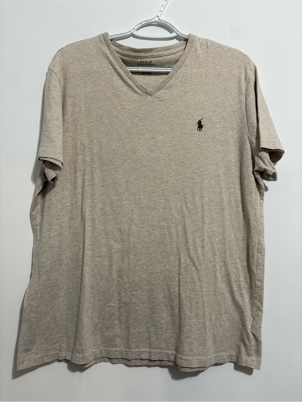 Polo by Ralph Lauren V-Neck Short Sleeve Tee in Beige